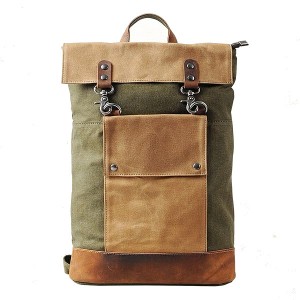 KP3  VINTAGE TAR III™ Rucksack Canvas mit Leder Damen / Herren  - dunkelgrau 17"